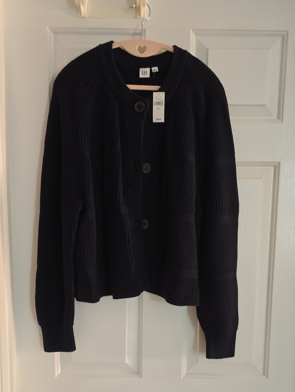 GAP Women's Dark Navy Button-Up Ribbed Cardigan